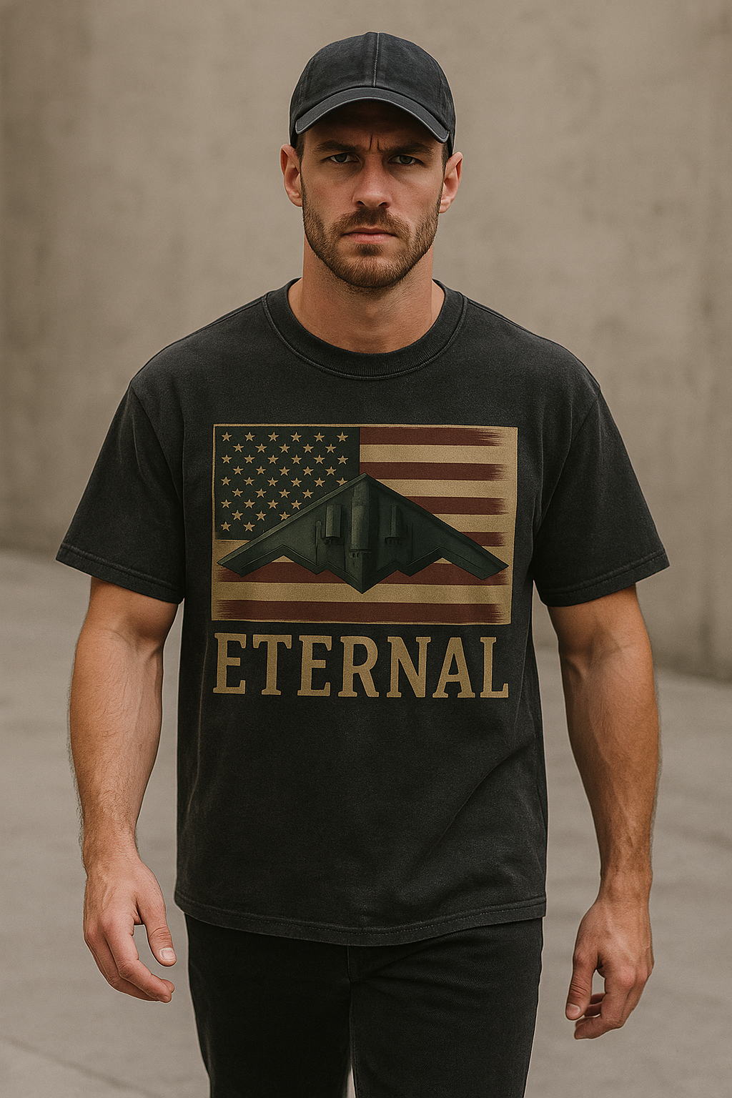 🔥LAST DAY 49% OFF-🇺🇸 ETERNAL Patriotic Tee (Distressed Flag & Bomber Design | 100% Premium Cotton) ⚡