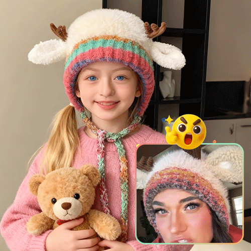 🎁🦌Cute Antler Plush Beanie