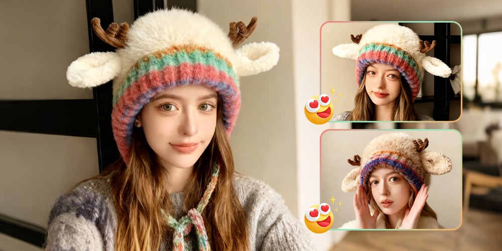 🎁🦌Cute Antler Plush Beanie