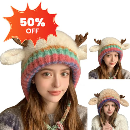 🎁🦌Cute Antler Plush Beanie
